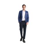 Adelfo Erkek Mavi Diagonel Süet Slim Fit Mono Yaka Spor Blazer Ceket Mavi 64