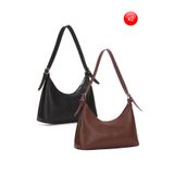 Adelina Bags 2'li Çanta Paketi Kadın Baget Günlük Siyah ve Bordo El ve Omuz Çantası İki Çanta