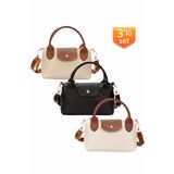 Adelina Bags 3'lü Çanta Paketi Kadın Çapraz Askılı Minimalist El ve Omuz Çantası 3 Adet Çanta Siyah Krem ve Bej