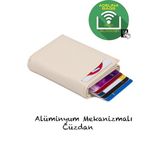 Adelina Bags Adelina Bej Nova Deri Mekanizmalı Otomatik Kızaklı Kartlık Cüzdan (7CMX10CM)