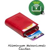 Adelina Bags Adelina Kırmızı Alüminyum Mekanizmalı Kızaklı Kartlık Cüzdan Aksesuar
