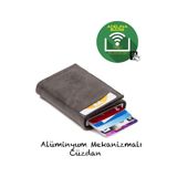 Adelina Bags Adelina Unisex Gri Alüminyum Mekanizmalı Kızaklı Kartlık Cüzdan Gri