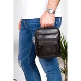 Adelina Bags Erkek %100 Hakiki Deri Çelik Kasalı El Ve Omuz Çantası siyah