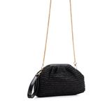 Adelina Bags Kadın Burslu Hasır Çanta Portföy Clutch Siyah Omuz Çantası El ve Omuz Askılı Hasır Çanta