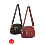 Adelina Bags Kadın Çapraz Askılı Günlük Siyah Ve Bordo Omuz Çantası 2 Adet