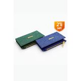 Adelina Bags Kadın Cüzdanı, 2'li Set, Simli Görünümlü, Mavi ve Yeşil