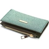 Adelina Bags Kadın Simli Görünümlü Kağıt Bozuk Para ve Kart Bölmeli Yeşil Cüzdan - Mint