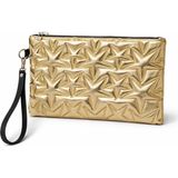Adelina Bags Yıldız Nakış Işlemeli Portföy El Çantası Bilek Askılı Saten Astarlı Clutch Çanta - Altın