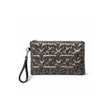 Adelina Bags Yıldız Nakış İşlemeli Portföy El Çantası Bilek Askılı Saten Astarlı Platin Clutch Çanta