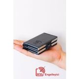 Adelina Erkek Siyah Çift Alüminyum Mekanizmalı Kartlık 7x10 Cm