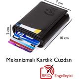Adelina Erkek Siyah Mekanizmalı Otomatik Kızaklı Kartlık Cüzdan (7CMX10CM)