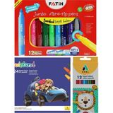 Adelland 24 Lü Pastel + Adel 12Lİ Kuru Boya + Fatih 12Lİ Jumbo Keçeli Boya Seti