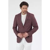 Adelmiro Erkek Bordo Yazlık Mono Yaka Slim Fit Keten Görünümlü Blazer Ceket Bordo 54