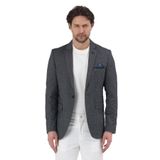 Adelmiro Erkek Siyah Yazlık Mono Yaka Slim Fit Keten Görünümlü Blazer Ceket Siyah 48