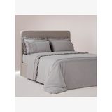 Adelya Battal Boy Nevresim Takımı %100 Organik Pamuk Keten Brodeli Gri 240x220 Cm