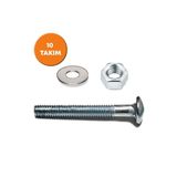 Adem Koç 5/16x30 Yuvarlak Başlı Kasa Civatası + Somun + Pul (10 Takım)