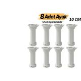 Adem Koç Ayarlanabilir 8 Adet 10 cm Plastik Ayak Mobilya Dolap Tezgah Yükseltme Yükseltici Ayakları Ayağı