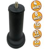 Adem Koç Dekoratif Mobilya Baza Ayağı 3/8 Kalın Diş 15 cm Texture Siyah 16 Adet..