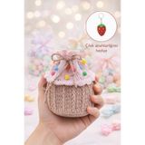 ADeN Accessories & Punch Örgü Cupcake Çocuk El Çantası | Bayram Hediyesi | Kız Çocuk Ponponlu El Çantası