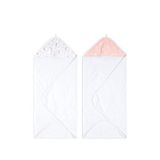 Aden + Anais Blushing Bunnies Şapkalı Bebek 2'li Banyo Havlusu Seti - Pembe