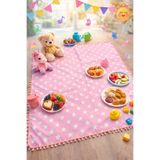 ADEN BEBEK AKSESUARLARI Çocuk Bebek Sıvı Geçirmez Yemek Örtüsü, Sofra Bezi,Beslenme Örtüsü Duck Kumaş 90x100 cm Pembe-Beyaz