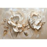 Aden Beyaz Çiçekler Dekoratif Kanvas Tablo - 60 x 90 cm