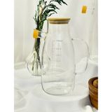 Aden Glass Bambu Kapaklı 1000 ml Cam Yağdanlık Zeytinyağı & Sıvı Yağ Şişesi Tezgah Düzeni & Şıklık 1 Adet - Şeffaf - 1 lt