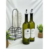 Aden Glass Paslanmaz Çelik Stantlı Cam Yağdanlık 750 ml Zeytinyağı & Sirke Şişesi Mutfağınıza Şıklık - Yeşil