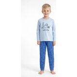 Aden Kids %100 Pamuk Çocuk Uzun Kollu Ince Pijama Takımı - Mavi - 3 - 4 Yaş