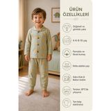 Aden Kids Erkek Çocuk Dinazor Basklı Gömlek Yaka Düğmeli Pijama Takımı - Yeşil - 3 - 4 Yaş
