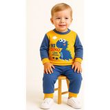Aden Kids Erkek Çocuk Dinozor Baskılı Pamuklu Penye Pijama Takımı 0-5 Yaş – Mevsimlik, Günlük Kullanıma Uygun - Mavi - 6 - 9 Aylık
