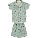Aden Kids Erkek Çocuk Ince Penye Kumaştan Üretilmiş Düğmeli Pijama Takımı - Yeşil - 7 - 8 Yaş