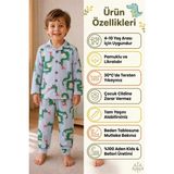 Aden Kids Erkek Çocuk Yeşil Dinazorlar Basklı Gömlek Yaka Düğmeli Pijama Takımı - 9 - 10 Yaş