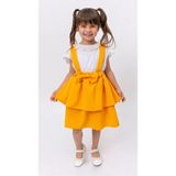 Aden Kids Hardal Sarısı Krep Slopet Elbise Seti - 3 - 4 Yaş - 820A.Sarı