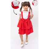Aden Kids Kırmızı Krep Slopet Elbise Seti - 2 - 3 Yaş - 240-Kırmızı