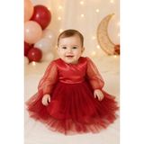 Aden Kids Kız Bebek 6 Ay Kınası ve 1 Yaş Doğum Günü Konsept Elbise - 6XP-Kırmızı