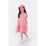 Aden Kids Kız Çocuk Çizgili Yazlık Elbise ve Şapka Takımı - 2'li Set (4-12 Yaş, Pembe, Mavi, Bej, Bordo) - 7 - 8 Yaş - 950Pembe
