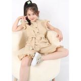 Aden Kids Kız Çocuk Kemerli Esnek Kumaş 4-12 Yaş Tulum - Bej - 10 - 11 Yaş