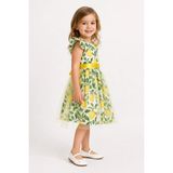 Aden Kids Kız Çocuk LİMon Desenli Doğum Günü Party Elbise - 6 Yaş - Sarı