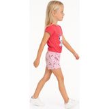 Aden Kids Kız Çocuk Süprem %100 Pamuk Şortlu Bisiklet Yaka Pijama Takımı Kırmızı Pembe - 5939-Pembe - 7 - 8 Yaş