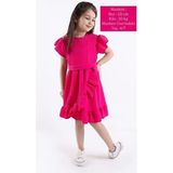 Aden Kids 👉 Kız Çocuk Yazlık Fırfırlı Şık Elbise - Fuşya Renkli, 2-8 Yaş - Likralı Ve Kemerli Model - 002-Fuşya - 2 - 3 Yaş