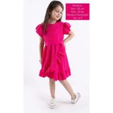 Aden Kids 👉 Kız Çocuk Yazlık Fırfırlı Şık Elbise - Fuşya Renkli, 2-8 Yaş - Likralı Ve Kemerli Model - 002-Fuşya - 6 - 7 Yaş