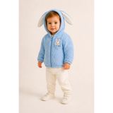 aden kids Kız ve Erkek Çocuk Mavi Tavşan Kulaklı İçi Astarlı Fermuarlı Peluş Hırka Mont – 1-5 Yaş