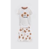 Aden Kids Unisex Bebek ve Çocuk Ayıcık Desenli Yazlık Pijama Takımı - Best Friends 0-4 Yaş - Kahve - 9 - 12 Ay