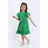 Aden Kids Yeşil Mavisi Kız Çocuk Yazlık Fırfırlı Elbise - Likralı Kemerli Şık Kız Çocuk Kıyafeti - 2-8 Yaş - 12 - 13 Yaş - Bej - Pastel Yeşili