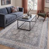 Aden Lorien Vintage Dokuma Halı | Eskitme Desenli Pamuk Tabanlı Halı | Modern Salon Halısı | 100 x 200 | Model LOR06