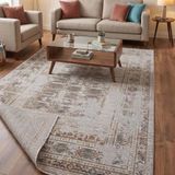 Aden Lorien Vintage Dokuma Halı | Eskitme Desenli Pamuk Tabanlı Halı | Modern Salon Halısı | 120 x 180 | Model LOR04
