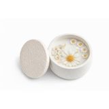 AdenA El Yapımı Papatya Detaylı Soya Wax Mum – Taş Tozu Kap – Doğal Dekoratif Mum – Ev Dekoru ve Hediye