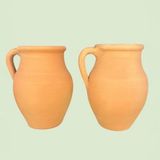 AdenArt 2'li Peynir Çömleği Doğal Toprak Küçük Boy 10*17 cm - Turuncu - 1,5 lt