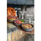 AdenArt 3'lü Toprak Güveç-fırın Tepsisi-pişirme Kabı Seti 37 Cm- 33 Cm -28 Cm